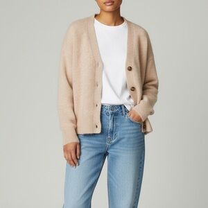 H&M Premium Beige Cardigan Size Small Oversized Button-Up Mohair & Wool blend